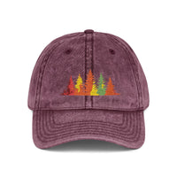 Load image into Gallery viewer, Vintage Embroidered Fall Trees Cap — Washed Grey Dad Hat