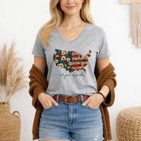Load image into Gallery viewer, Patriotic Shirt Women – Floral Usa Vneck 250 Years Anniversary