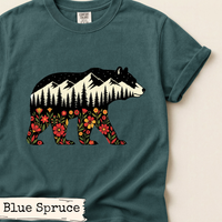 Load image into Gallery viewer, Floral Bear Nature Design, Mountain Bear Artwork, Woodland Wildlife Graphic, Rustic Outdoor Aesthetic, Gift for Nature Lovers