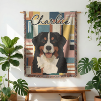 Load image into Gallery viewer, Custom Pet Blanket – Woven Cotton Personalized Portrait Throw