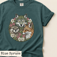 Load image into Gallery viewer, Woodland Animal Art – Wolf Fox Otter Botanical Floral Nature Print
