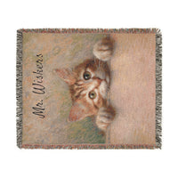 Load image into Gallery viewer, Peekaboo Tabby Cat Woven Blanket | Personalized Name Option, Cozy Throw