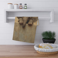 Load image into Gallery viewer, Baby Elephant Peekaboo Tea Towel | Neutral Nursery Kitchen Decor