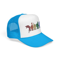 Load image into Gallery viewer, Pride ASL Hands Foam Trucker Hat | Rainbow Sign Language Cap