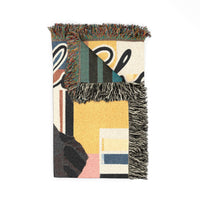 Load image into Gallery viewer, Bernese Mountain Dog Throw Woven Blanket | Retro Geometric Dog Portrait