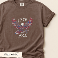 Load image into Gallery viewer, Outdoor Adventure Shirt America 250 Vintage Eagle Design 1776 2026 Anniversary Commemorative Apparel Patriotic Heritage Clothing Distressed Graphic American Freedom Symbol Classic Americana Pride Wear Perfect Hiking Camping Shirt