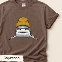 Load image into Gallery viewer, Shark Beanie Shirt Funny Coastal Adventure Great White Tee