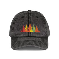 Load image into Gallery viewer, Vintage Embroidered Fall Trees Cap — Washed Grey Dad Hat