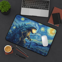 Load image into Gallery viewer, Starry Night Godzilla Desk Mat | Van Gogh Style Monster Mousepad