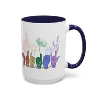 Load image into Gallery viewer, Rainbow ASL Hands with Flowers Mug | Accent Coffee Mug