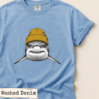Load image into Gallery viewer, Shark Beanie Shirt Funny Coastal Adventure Great White Tee
