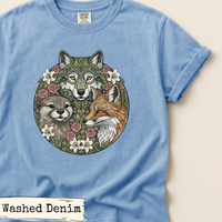 Load image into Gallery viewer, Woodland Animal Art – Wolf Fox Otter Botanical Floral Nature Print