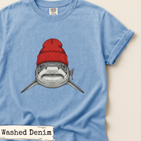 Load image into Gallery viewer, Tiger Shark Beanie Shirt Funny Coastal Adventure Ocean Art