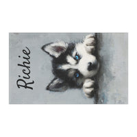 Load image into Gallery viewer, Blue-Eyed Husky Puppy Tea Towel | Cotton-Blend Kitchen Towel