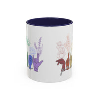 Load image into Gallery viewer, Rainbow ASL Hands with Flowers Mug | Accent Coffee Mug