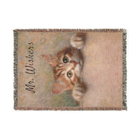 Load image into Gallery viewer, Peekaboo Tabby Cat Woven Blanket | Personalized Name Option, Cozy Throw