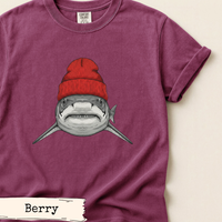 Load image into Gallery viewer, Tiger Shark Beanie Shirt Funny Coastal Adventure Ocean Art