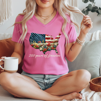 Load image into Gallery viewer, USA Flag 250 Shirt - Patriotic V Neck Shirt