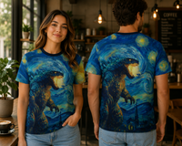 Load image into Gallery viewer, Mythical Beast Van Gogh Shirt – Starry Night All Over Print Kaiju Art Tee