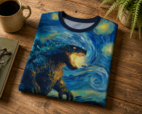 Load image into Gallery viewer, Mythical Beast Van Gogh Shirt – Starry Night All Over Print Kaiju Art Tee