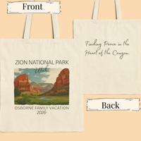 Load image into Gallery viewer, Zion National Park National Park Tote Bag – Personalized Canvas Mountain Souvenir