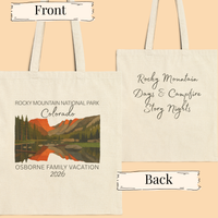 Load image into Gallery viewer, Rocky Mountain National Park Tote Bag – Personalized Canvas Mountain Souvenir
