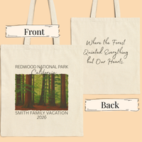Load image into Gallery viewer, Redwood National Park Tote Bag - Personalized Canvas Mountain Souvenir