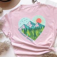 Load image into Gallery viewer, Adventure Awaits Shirt Mountain Heart Outdoors Tee