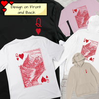 Load image into Gallery viewer, Queen of Hearts Mountain Design | Unique Front and Back Print | Valentine Outdoor Lover Gift | Playing Card Art Graphic