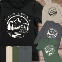 Load image into Gallery viewer, I Hate People Outdoor Design | Camping Nature Graphic | Mountain Tent Illustration | Introvert Humor Gift | Wilderness Aesthetic
