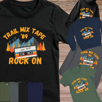 Load image into Gallery viewer, Trail Mix Tape 89 Design | Retro Hiking Art | 80s Outdoor Nostalgia Graphic | Camping Humor Artwork | Gift for Music Lovers