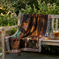 Load image into Gallery viewer, Cat Tapestry Wall Hanging – Woven Boho Folk Art Throw Blanket Gift