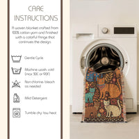 Load image into Gallery viewer, Cat Tapestry Wall Hanging – Woven Boho Folk Art Throw Blanket Gift