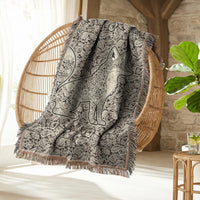 Load image into Gallery viewer, Boho Farmhouse Fox Blanket Woven Cotton Throw Paisley Animal Design Cottage Core Textile Wildlife Throw Blanket Fox Silhouette Pattern Colorful Fringed Edges Living Room Throw Bedroom Blanket Nature Themed Home Textile Fox Enthusiast Gift