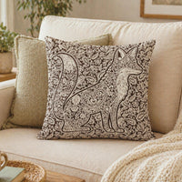 Load image into Gallery viewer, Woodland Animal Pillow Fox Mandala Design Geometric Boho Cushion Woven Textile Throw Pillow Rustic Living Room Accent Nature Inspired Home Styling Neutral Tones Handcrafted Quality Double Sided Decorative Pillow Farmhouse Sofa Couch Bedding