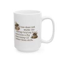 Load image into Gallery viewer, Nature Lover Gift Ceramic Mug Honeycomb Bee Illustration Coffee Cup Vintage Sketch Art Design Rustic Kitchen Present For Her Morning Beverage Essential Beekeeper Enthusiast Pottery Hand Drawn Sepia Pattern Glossy White Surface Farmhouse