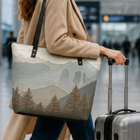 Load image into Gallery viewer, Adventure Theme Tote Bag Mountain Wilderness Design Personalized Leather Crossbody Bag Nature Lover Gift Outdoor Enthusiast Accessory Professional Work Bag Women Handbag Everyday Carry Shoulder Strap Zipper Closure Interior Pockets Teacher