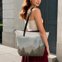 Load image into Gallery viewer, Personalized Tote Bag – Leather Crossbody Work Bag with Mountain Design