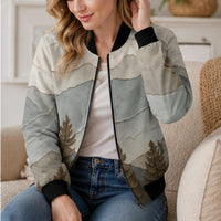 Load image into Gallery viewer, Wolf Bomber Jacket Womens – Geometric Wilderness Fashion Coat