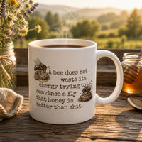 Load image into Gallery viewer, Funny Bee Coffee Mug Sarcastic Quote Ceramic Cup Beekeeper Gift Honey Lover Present Motivational Message Mug White Coffee Cup Bee Illustration Design Honeycomb Pattern Mug Humorous Kitchen Gift Inspirational Quote Cup Nature Lover Gift