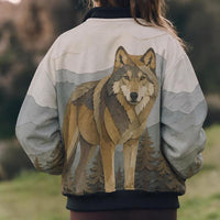 Load image into Gallery viewer, Wolf Bomber Jacket Womens – Geometric Wilderness Fashion Coat