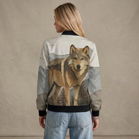 Load image into Gallery viewer, Wolf Bomber Jacket Womens – Geometric Wilderness Fashion Coat