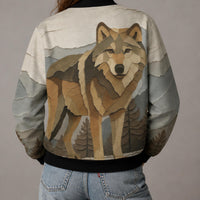 Load image into Gallery viewer, Wolf Bomber Jacket Womens – Geometric Wilderness Fashion Coat