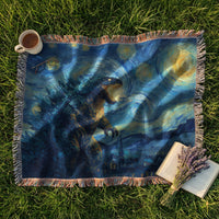 Load image into Gallery viewer, Starry Night Godzilla Woven Tapestry Van Gogh Style Monster Design Artistic Throw Blanket Wall Hanging Art Pop Culture Mashup Gift For Him Kaiju Fan Present Soft Textile Construction Fringe Edge Details Unique Home Styling Gaming Room
