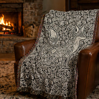 Load image into Gallery viewer, Fox Throw Blanket – Woven Cotton Paisley Boho Farmhouse Throw
