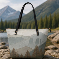 Load image into Gallery viewer, Everyday Carry Tote Bag Personalized Leather Handbag Mountain Landscape Print Professional Work Bag Women Crossbody Shoulder Strap Versatile Design Zipper Closure Interior Pockets Teacher Gift Tote Commute Bag Shopping Tote Travel Bag