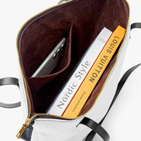 Load image into Gallery viewer, Personalized Tote Bag – Leather Crossbody Work Bag with Mountain Design