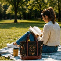 Load image into Gallery viewer, Personalized Shoulder Tote Bag – Water-resistant Vintage Floral Boho Work Bag