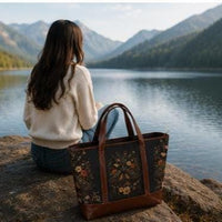 Load image into Gallery viewer, Personalized Shoulder Tote Bag – Water-resistant Vintage Floral Boho Work Bag