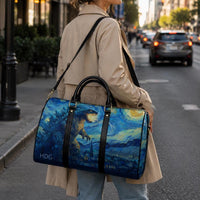 Load image into Gallery viewer, Overnight Carryall Godzilla Duffle Bag Starry Night Weekender Travel Gym Tote Athletic Sports Carrier Men Birthday Gift PU Leather Camping Hiking Bag Detachable Strap Crossbody Shoulder Spacious Airline Carry On Basketball Tennis Fishing